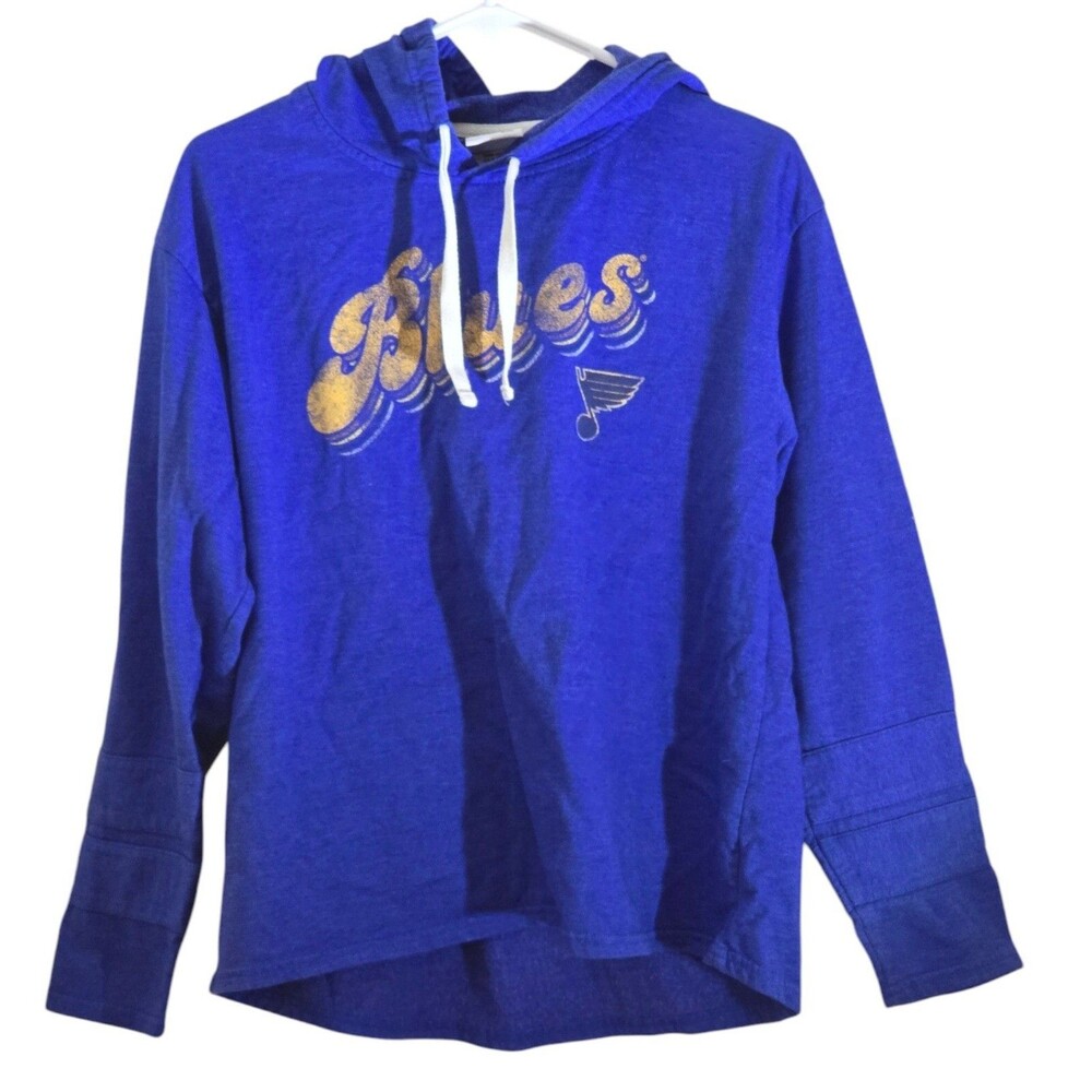 St Louis Blues NHL Hockey Hoodie Sweatshirt Pullover Womens L 12 14 SEE PICS